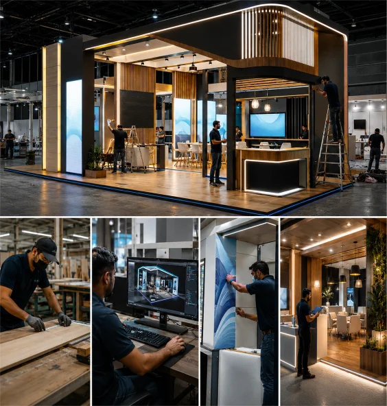 Exhibition stall designed and fabricated by Stall Designs