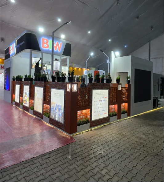 Custom exhibition stall designed and fabricated by Stall Designs in Hyderabad