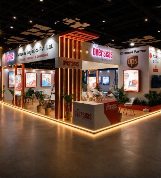 Custom exhibition stall designed and fabricated by Stall Designs in India