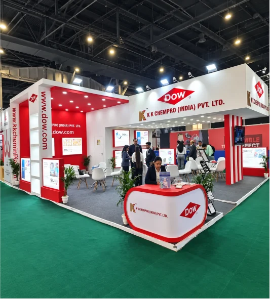 Custom exhibition stall designed and fabricated by Stall Designs in Mumbai