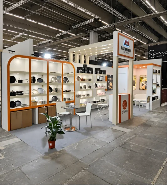 Custom exhibition stand designed and built by Stall Designs in the UK