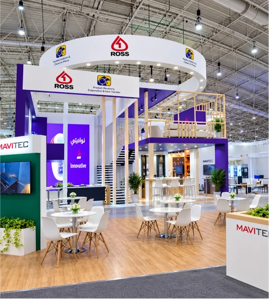 Custom exhibition stand designed and built by Stall Designs in Dubai