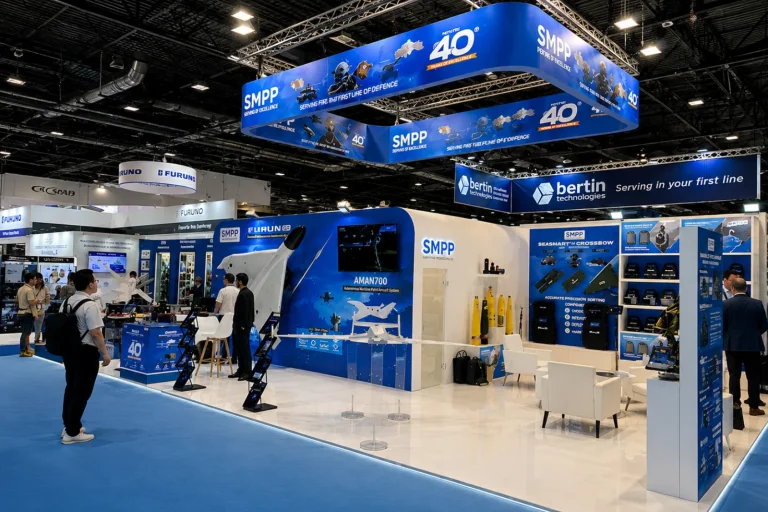 Custom security technology exhibition stand for IFSEC India 2026 at Bharat Mandapam, New Delhi
