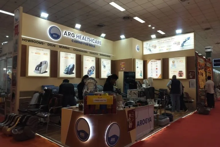 exhibition booth design health wellness expo Pragati Maidan Delhi