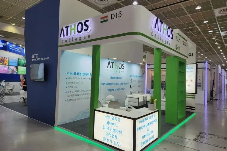 Custom exhibition booth with integrated LED displays