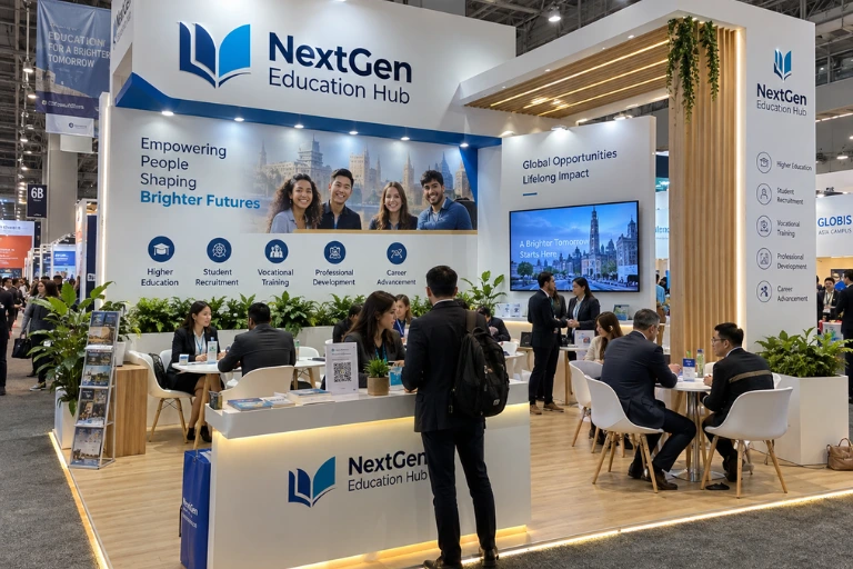 Custom university exhibition booth for GETEX Dubai