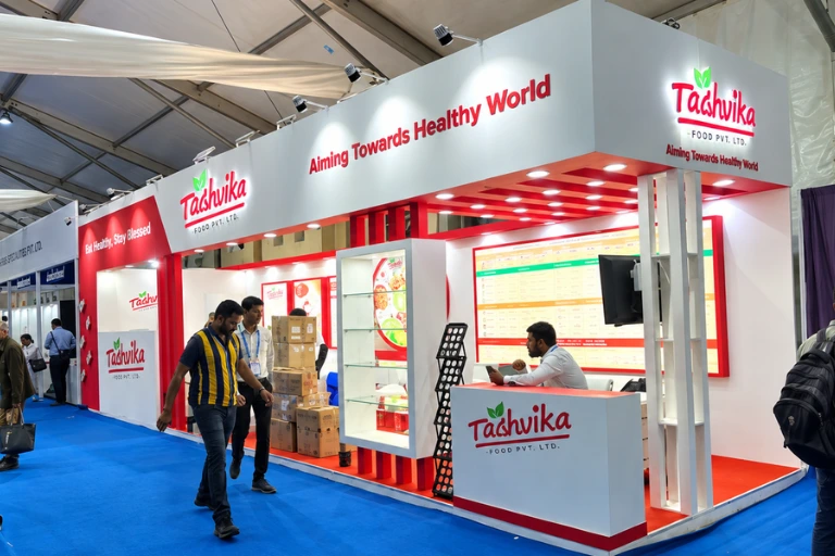 Exhibition stall design with customized flooring