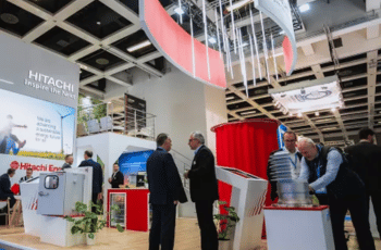 Segam booth with a sleek design and welcoming atmosphere at CWIEME Berlin 2025, showcasing sustainable solutions.