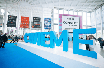 Exhibition booth with large branding display for HVAC solutions at CWIEME Berlin 2025.