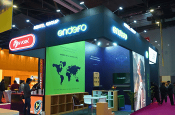 Modular booth setup for IPEC 2025 at HITEX Exhibition Centre, Hyderabad.