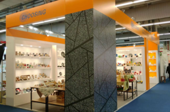Modular booth setup for textile and apparel trade show at Le Bourget, Paris